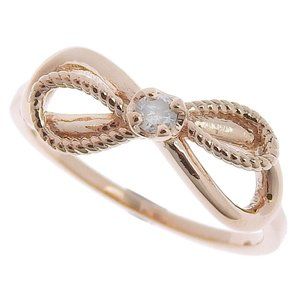 agete ribbon Ring gold Pink Gold/diamond Women